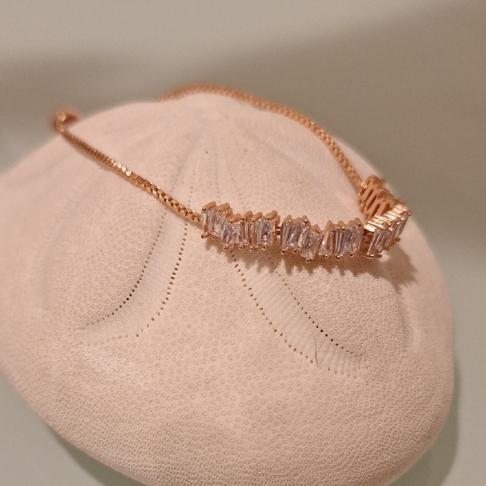 Rose Gold Bracelet with Clear Stones
